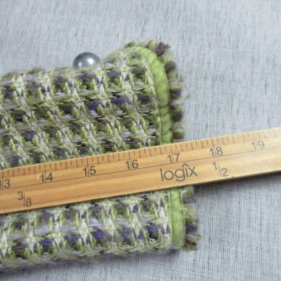 SIGRID OLSEN Jacket Medium Green Tweed Check Velvet Ribbon Belt Vintage Y2K - Picture 9 of 11